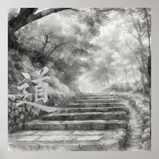 Poster Silent Passage — 道 (The Path) Sumi-e Ink Painting