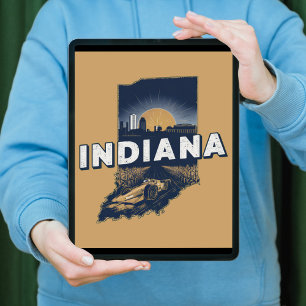 Poster Silhouette cenic de Indiana retrô