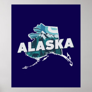 Poster Silhouette cenic do Retro Alaska