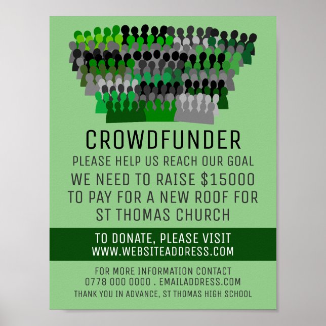 Poster Silhouette Crowd Design, Crowdfunder, Crowdfunding (Frente)