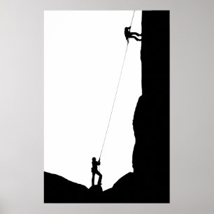 Poster Silhouette de Escalada Simples em Black Rock