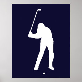 Poster Silhouette de golfista prestes a bater no impressã