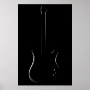 Poster Silhouette de Violão Elétrico