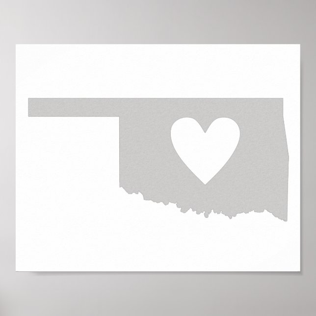 Póster Silhouette do estado de Heart Oklahoma (Frente)