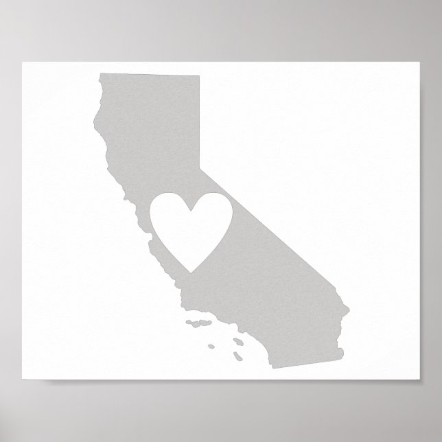 Póster Silhouette do estado do Heart California (Frente)