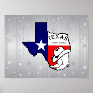 Poster Silhouette do Texas em cintilações prateadas