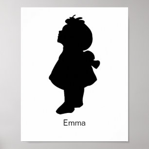 Poster Silhouette PERSONALIZADA, Presente de Dia de as mã