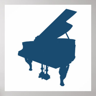 Póster Silhouette Piano Azul