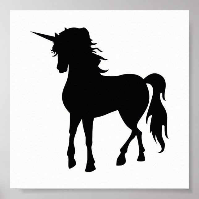 Poster Silhouette Unicorn Preto (Frente)