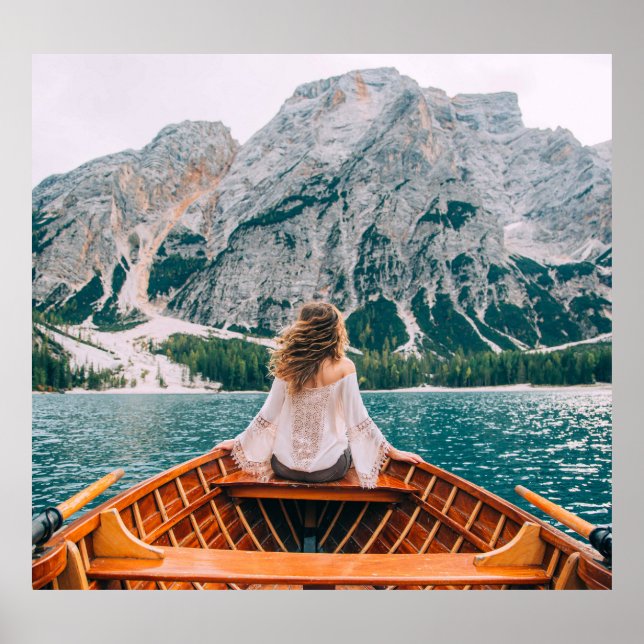 Poster Silhouette Woman Alpha Lake Nature (Frente)