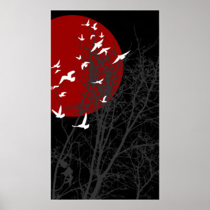 Póster silhouscreen pássaros