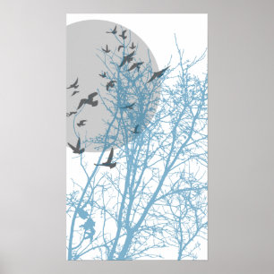 Póster silhouscreen pássaros