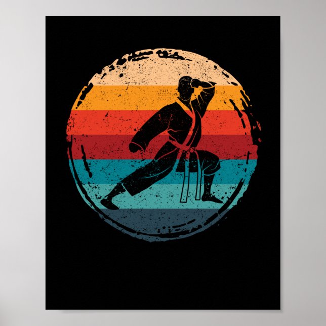 Poster Silhoute de cinta de Karate, fã do treinador de ar (Frente)