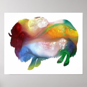 Póster Silhueta abstrata colorida do muskox