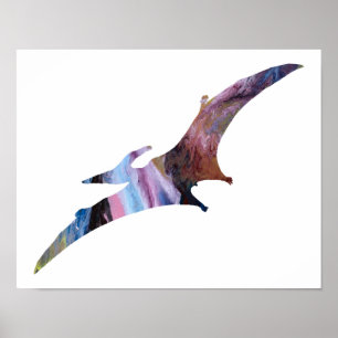 Poster Silhueta abstrata colorida do Pterodactyl