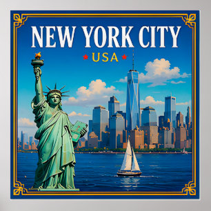 Poster 🗽 Silhueta da Cidade de Nova York Memória de Manh