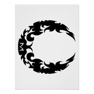 Póster Silhueta da Lua do Crescente Negro