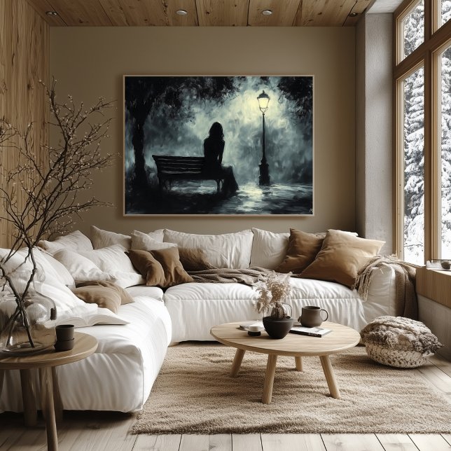 Poster Silhueta da Noite com Lâmpada Postada - Carvão (Criador carregado)