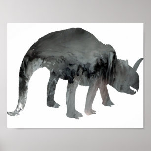 Póster Silhueta de Abstrato Dinossauro