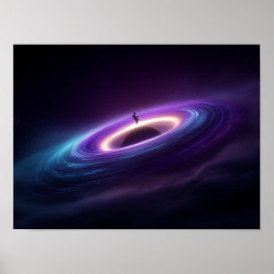 Poster Silhueta de Astronauta no Disco de Acreção de Bura