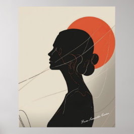 Poster Silhueta de Boho Inclusiva de Mulher com Círculo S