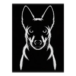 Póster Silhueta de Cão Minimalista em Preto