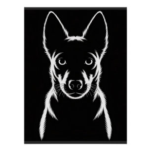 Póster Silhueta de Cão Minimalista em Preto