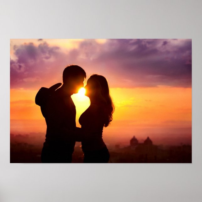 Poster Silhueta De casal Ao Sunset (Frente)
