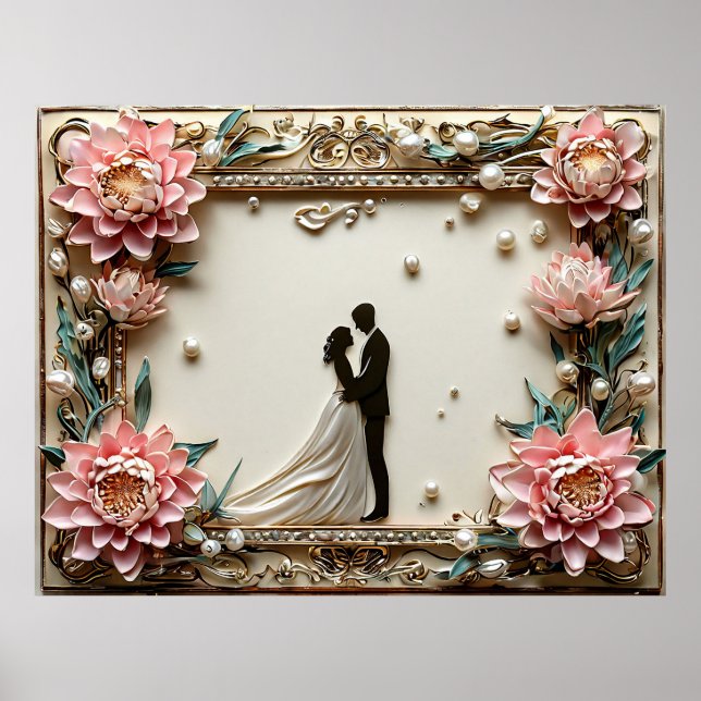Poster Silhueta de Casamento Elegante (Frente)