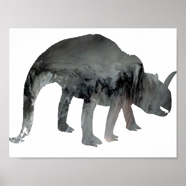 Póster Silhueta de Dinossauro abstrato (Frente)