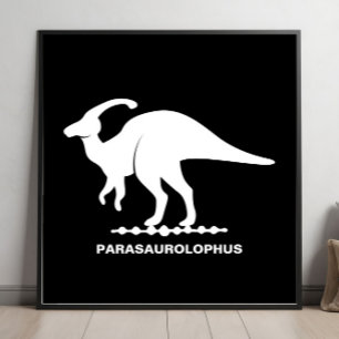 Poster Silhueta de Dinossauro Parasaurolophus