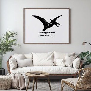 Poster Silhueta de Dinossauro Pterodáctilo