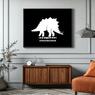 Poster Silhueta de Dinossauro Stegosaurus