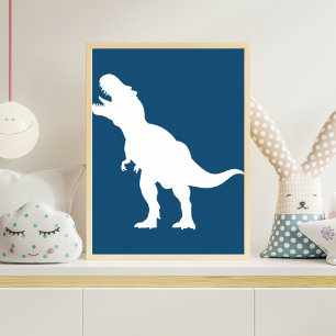Poster Silhueta de Dinossauro T-Rex Minimalista para Pare