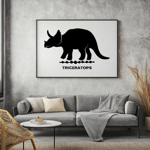 Poster Silhueta de Dinossauro Triceratops