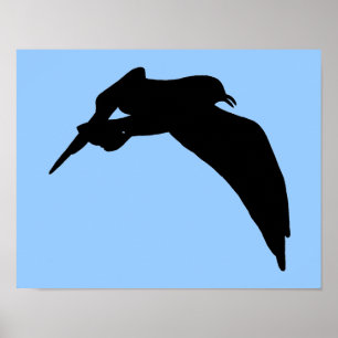 Poster Silhueta de gaivota no preto deslizando pelo céu