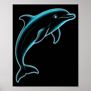 Poster Silhueta de Golfinho Amante de Animais Marinhos Co