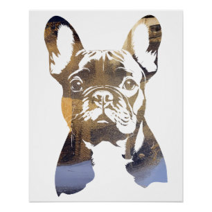 Póster Silhueta de Ilustração Natural do Bulldog Francês