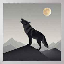 Poster Silhueta de lobo-espada minimalista uivando