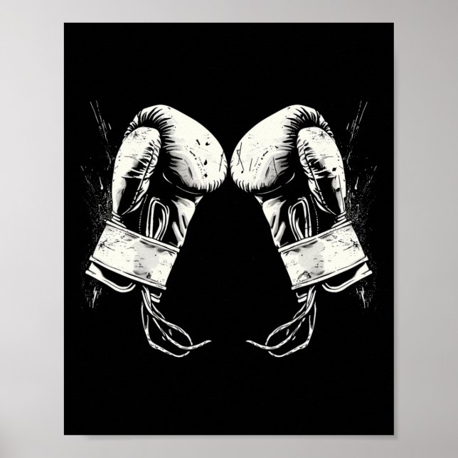 Poster Silhueta de luvas de boxim (Frente)
