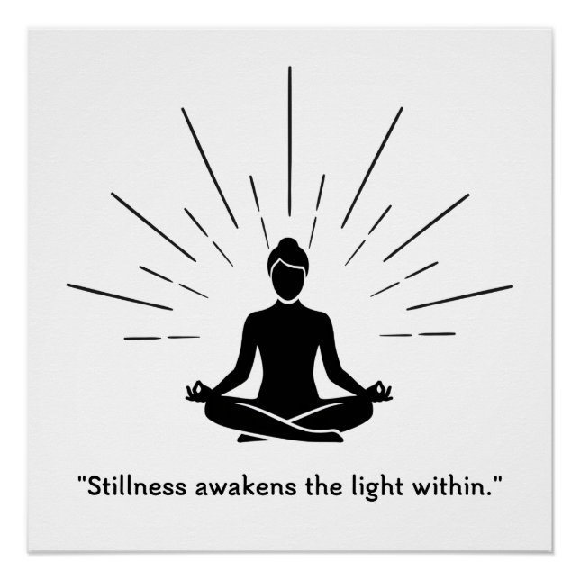 Póster Silhueta de Meditação Radiante (Frente)