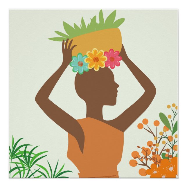 Póster Silhueta de Mulher Negra (Frente)