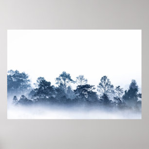 Poster silhueta de múltiplas camadas de floresta tropica