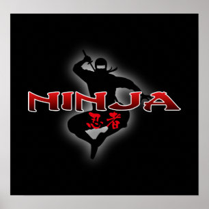 Póster Silhueta de Ninja