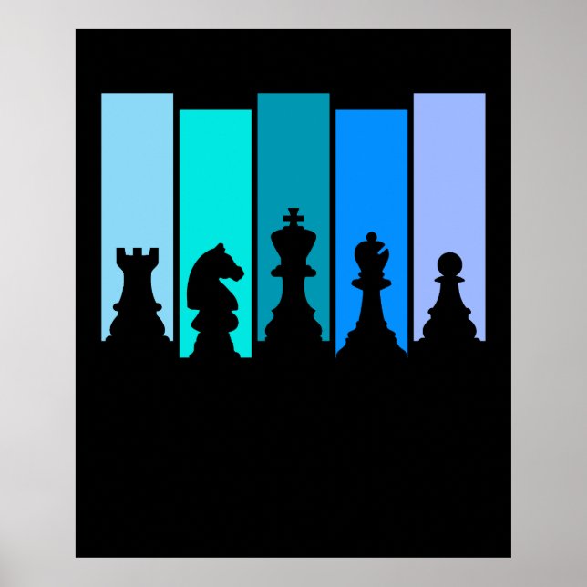 Poster Silhueta de Peças de Xadrez (Frente)