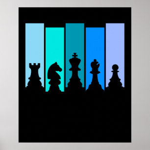 Poster Silhueta de Peças de Xadrez