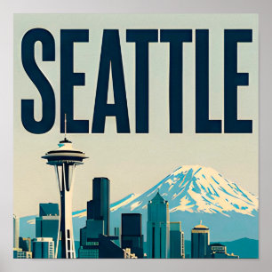 Poster 🌲 Silhueta de Seattle Washington
