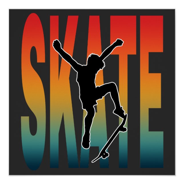 Póster Silhueta de Skate Skateboarding (Frente)