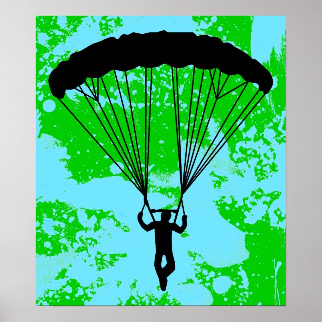 Poster silhueta de skydiver (Frente)