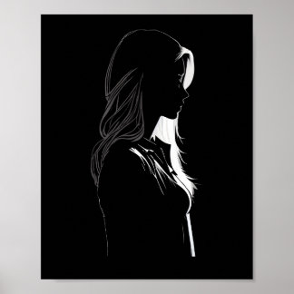 Poster Silhueta de uma garota com luz e sombra